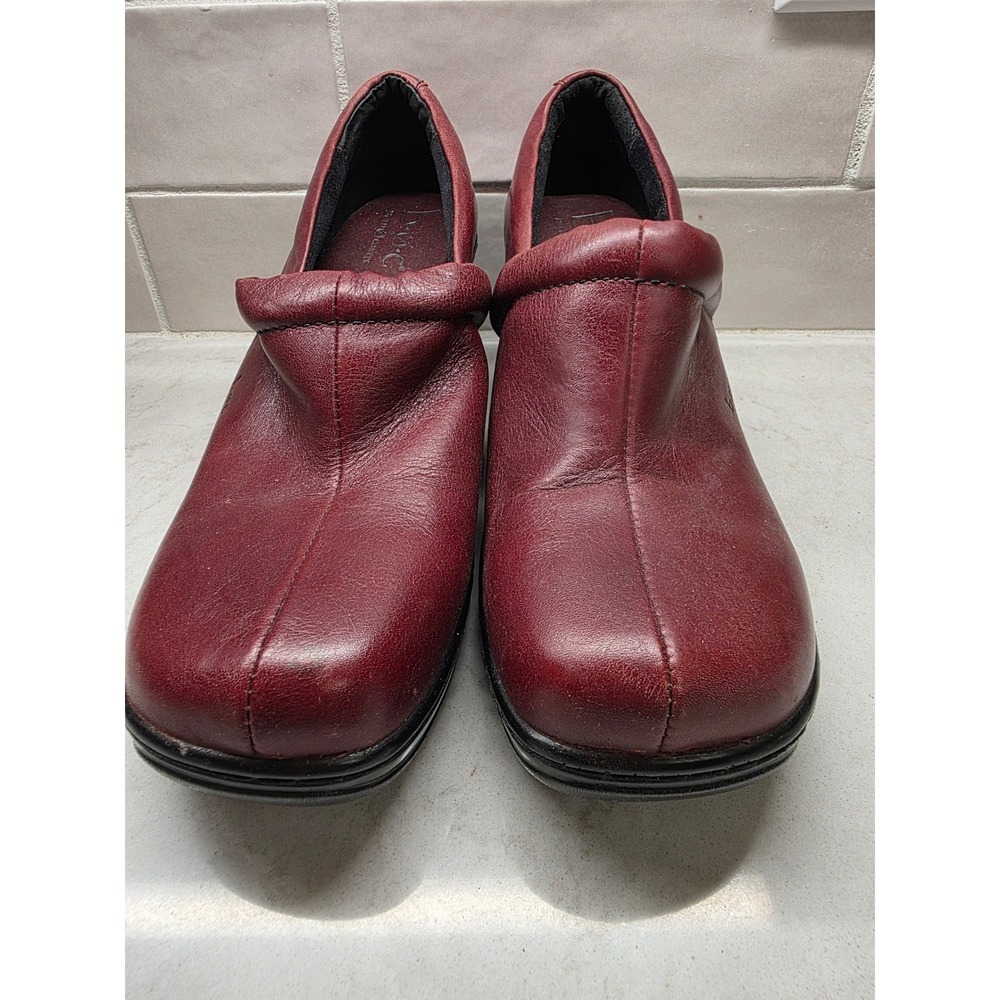 b.o.c. Born Concept Womens Burgundy Red Leather Wedge Clogs BC5596 9.5 41